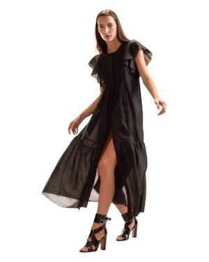 Cynthia Rowley Ramie Midi Pintuck Kaftan - Brown