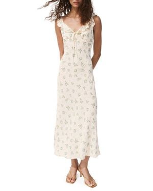 Mango Floral Ruffle Strap Dress - White