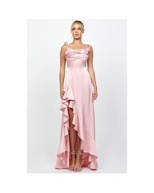 Bariano Nakiyah Cowl Hi Lo Dress - Red