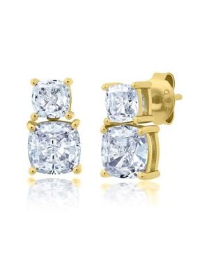 Crislu Cushion Cubic Zirc Stud Earrings - Blue