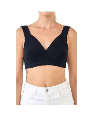 Endless Rose Tie Back Rib Bra Top - Blue