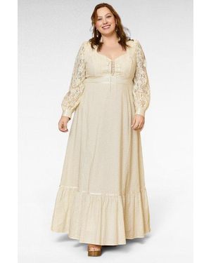 ModCloth Jacqueline High Collar Maxi Dress, X Gunne Sax - Natural