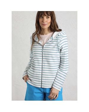 Weird Fish Striped Full Zip Hoodie - Blue