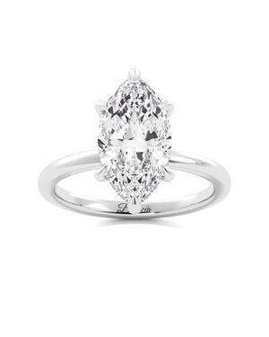 Balacia Marquise Diamond Solitaire Hidden Halo Engagement Ring - White