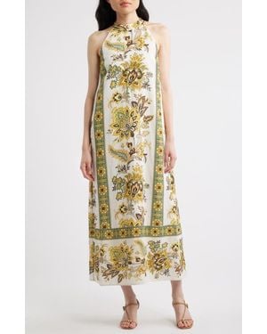 Tahari The Athena Print Sleeveless Maxi Dress - Metallic