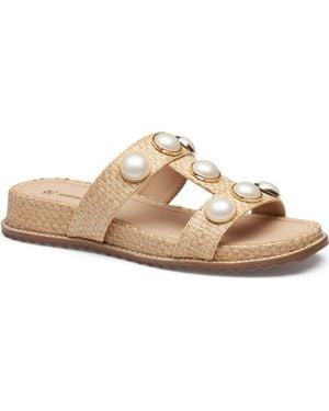 Johnston & Murphy Chandler Embellished Wedge Slide Sandal - Metallic