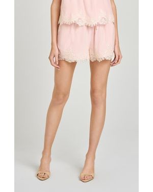 Wayf Wendy Lace Detail Satin Shorts - Pink
