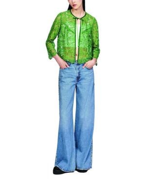 Anna Sui Rose Crochet Lace Bed Jacket - Green