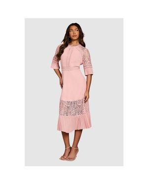 Coast Lace Insert Midi Dress - Pink