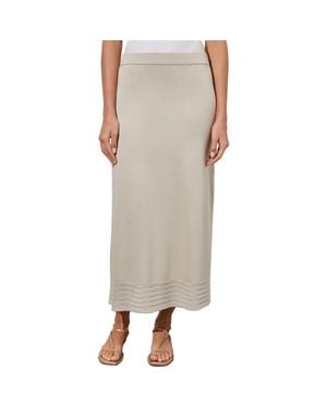Ming Wang Stripe Hem A-Line Knit Skirt - Natural