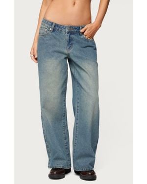 Edikted Magda Acid Wash Low Rise Wide Leg Jeans - Blue