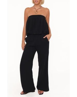 Petal & Pup Olivia Cotton Strapless Top & Wide Leg Pants Set - Blue