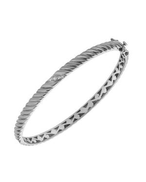 LuvMyJewelry Twisted Radiance 0.03 Ct Diamond Bangle - Metallic