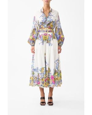 CAMILLA Belted Midi Skirt - White