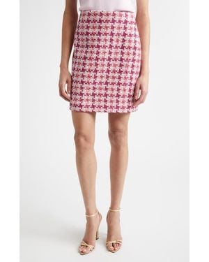 St. John Skyler Ritz Metallic Tweed Skirt - Red