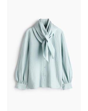 H&M Scarf-Detail Shirt - Blue