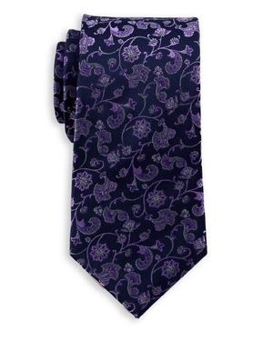 Oak Hill Premium by DXL Big & Tall Floral Vines Tie - Blue