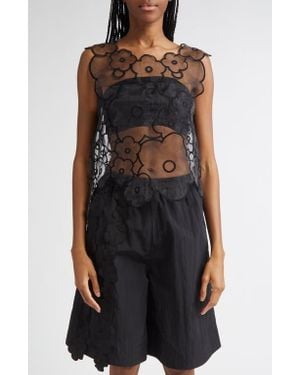 Cecilie Bahnsen Alfie Floral Embroidered Top - Black
