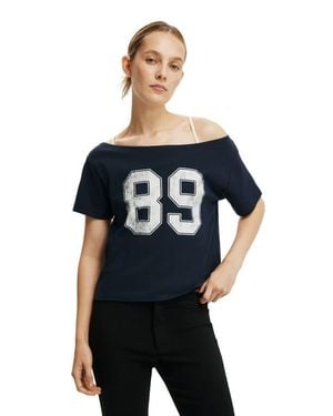 Cotton On The Sporty Off Shoulder Graphic Tee - Blue