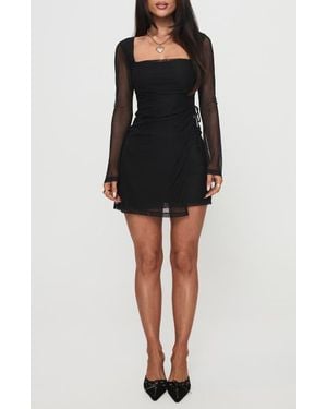 Princess Polly Martinez Mesh Long Sleeve Minidress - Black