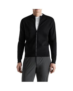 Mango Comfort Stretch Crewneck Zip Cardigan - Black