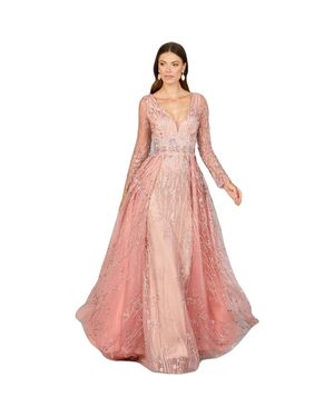 LARA New York Elegant Overskirt Dress With Long Sleeves - Pink