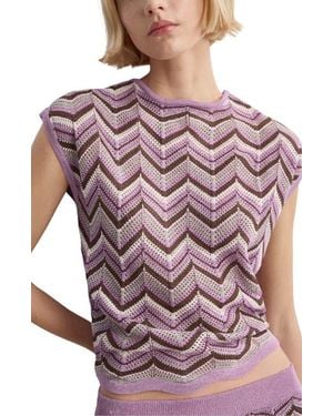 Mango Open Stitch Zigzag Sweater - Pink