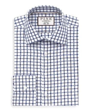 Thomas Pink Slim Fit Check Dress Shirt - Blue