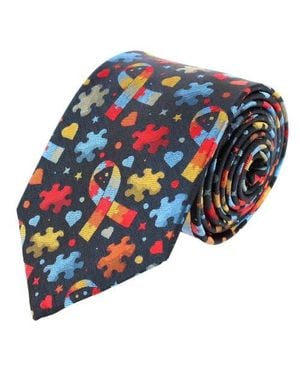 Trafalgar Autism Visibility Novelty Silk Necktie - Blue