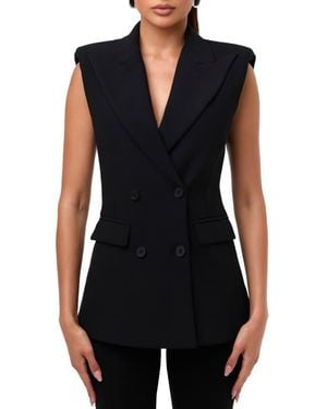 Naked Wardrobe Sleeveless Ponte Blazer Vest - Black