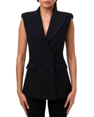 Naked Wardrobe Sleeveless Ponte Blazer Vest - Black