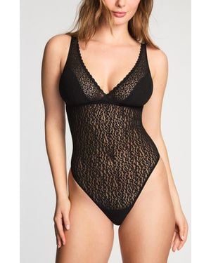 Wacoal High Bar Lace Thong Bodysuit - Black