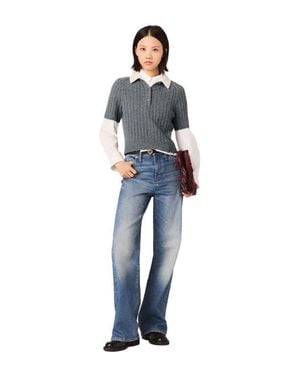 Maje Removable Beaded Collar Sweater - Blue