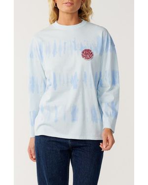 Rip Curl Tie Dyed Long Sleeve Graphic T-Shirt - White