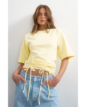 TOPSHOP Drawcord Detail Crop Top - White