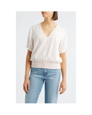 Cloth & Stone Smocked Waist Top - White