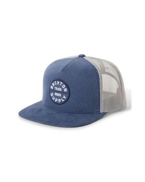 Brixton Oath Logo Patch Snapback Trucker Hat - Blue