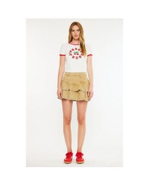 Kancan Rue High Rise Mini Denim Skirt - Natural