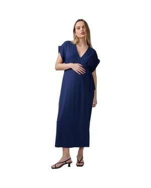 Ingrid & Isabel Essential Wrap Maternity Midi Dress - Blue