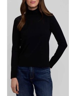 Foxcroft Liv Mock Neck Crepe Knit Top - Black