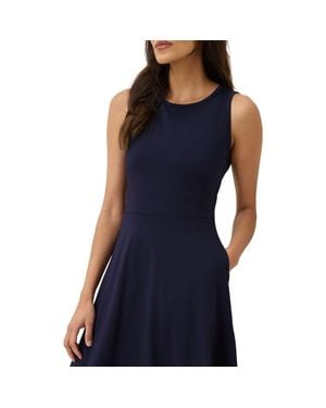 Pact Organic Cotton Fit & Flare Keyhole Back Dress - Blue
