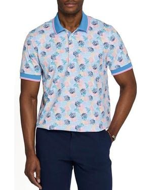 Con.struct Slim Fit Coral Cluster Polo Short Sleeve Shirt - Blue
