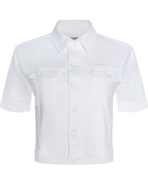 L'Agence Kirstie Short Sleeve Crop Denim Jacket - White