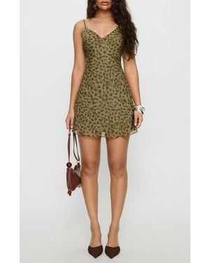 Princess Polly Ailyn Leopard Print Minidress - Green