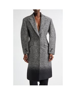 Givenchy Dip Dye Wool Blend Herringbone Coat - Gray