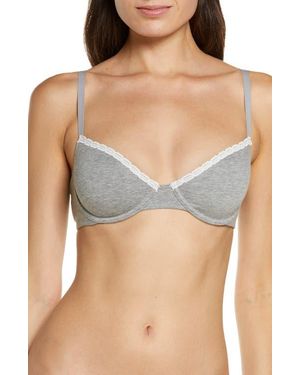 Skarlett Blue Adorned Cotton Blend Underwire Bra - Gray