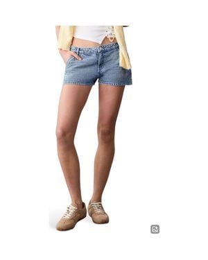 MANGO TEEN Relaxed Low Rise Denim Shorts - Blue