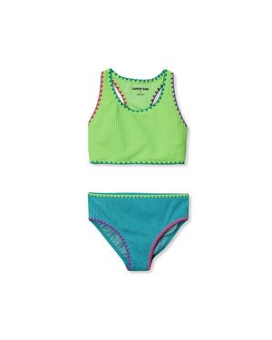 Lands' End Girls Chlorine Resistant Embroidered Bikini Swimsuit Set - Green