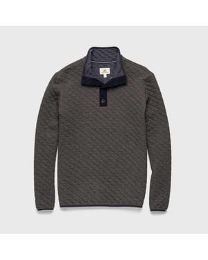 Surfside Supply Ken Quilted Button Mock Neck Sweater - Gray