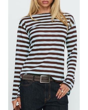 Princess Polly Bateau Neck Stripe Knit Top - Black